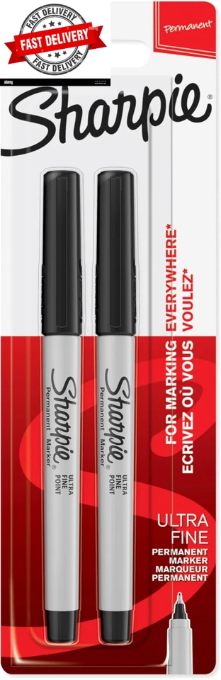 Sharpie Permanent Markers | Ultra Fine Point for Precise Marks | Black Ink | 2 M