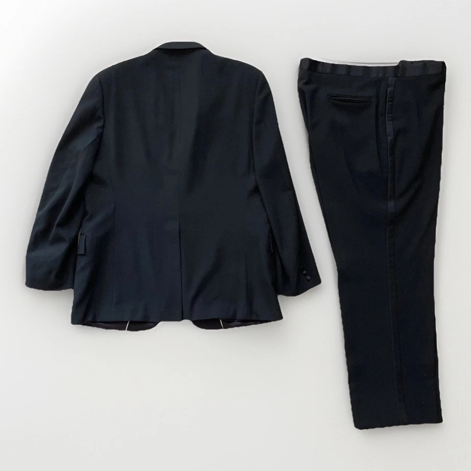 After Six Vintage Men's Tuxedo Actual 44R Black Pants 40x28 Formal Wedding - Image 3 of 4