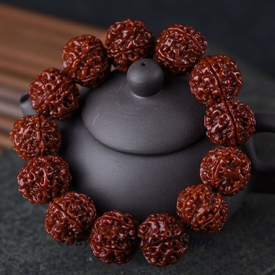 Rudraksha Bracelet 13 Beads 天然ルドラクシャ China Rudraksha 13PCS Round Buddha Beads Fashion Hand Chain