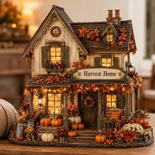 Personalized Harvest Home Wooden Block, Custom Fall Pumpkin House Decor, Autumn