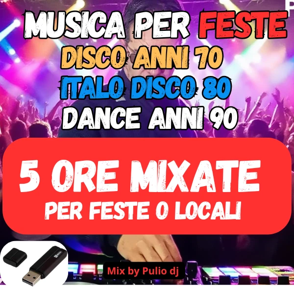 Pen drive 64 gb - 5 ore di Musica Mixata - Disco 70 - Italo Disco 80 - Dance 90  - Immagine 1 di 1