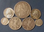 LOT 7 US SILVER COINS 1901 O MORGAN SILVER DOLLAR 1918 1918 S LIBERTY HALF $ ETC