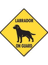 Warning Labrador On Guard - Beware Dog Aluminum Dog Sign or Vinyl Sticker