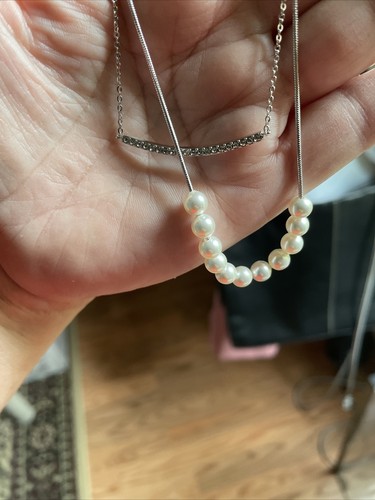 Touchstone Crystal by Swarovski GET IN LINE Necklace Crystal Pearls 16"-18" 2655 - Picture 4 of 9