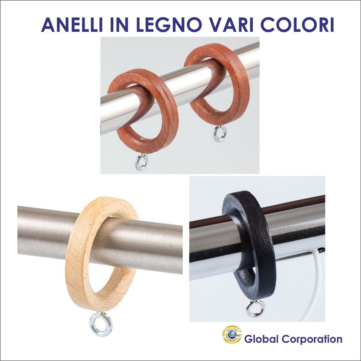 Anelli Per Tende In Legno - Diametro 38 Mm - Colore Rosso Mogano - Confezione Da 6 - Foto 10