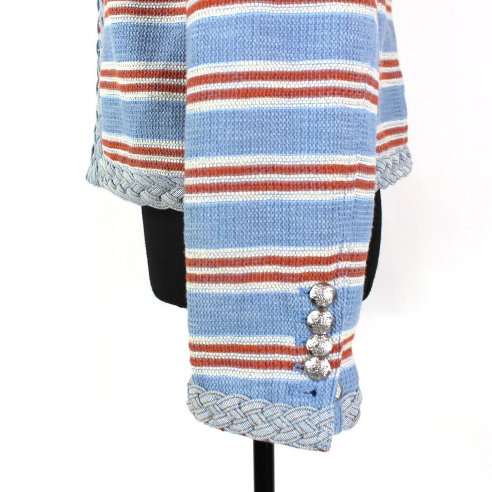 Veronica Beard Arrowe Striped Jacket NEW Multicolor Blue Braided Trim Blazer 14 - Image 4 of 4