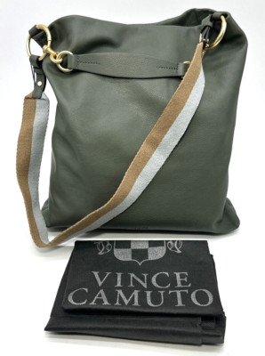 Vince Camuto Pebbled Leather Valda Tote Fig Leaf Dust Bag