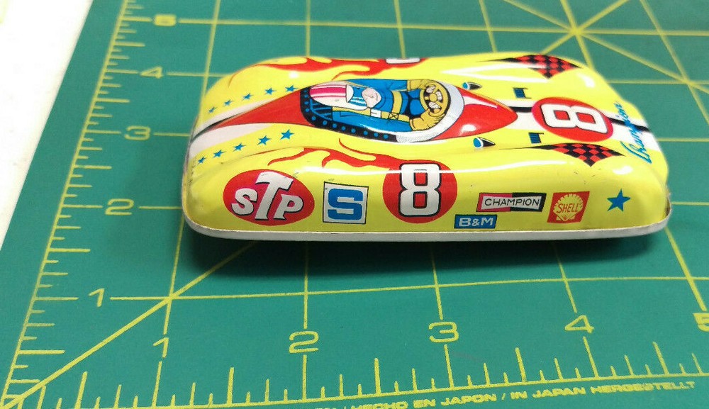Vintage Tin Toy Race Car made in Japan New Old Stock Tin Lithograph racecar