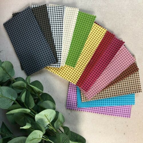 Retro Houndstooth Vinyl Faux Leather Upholstery Fabric for Accessories Per Metre - Afbeelding 1 van 55