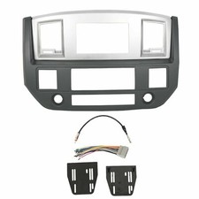 Radio Double Din Dash Install Bezel Kit For 2006-09 Dodge Ram Silver Slate Grey