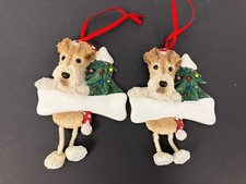 Pair E S Imports Wire Fox Terrier Ornament Dangling Legs Can Personalize