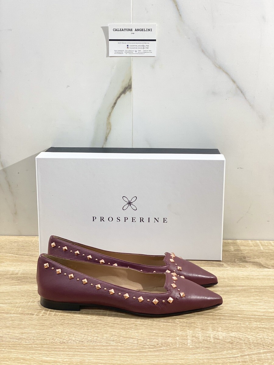 Prosperine Ballerina donna Pelle Bordo' Borchie Sacchetto