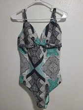 SUNSEEKER Women's One Piece Swimsuit Stretch Adjustable Straps Multicolor.Size L