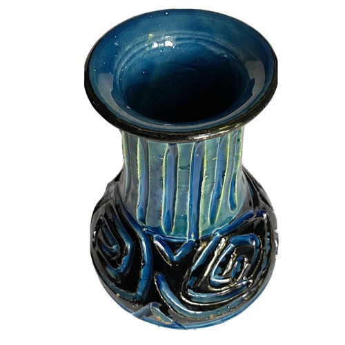 Mid Century Blue Vase Italy- Stylized Rosettes Bitossi Style - Picture 4 of 6