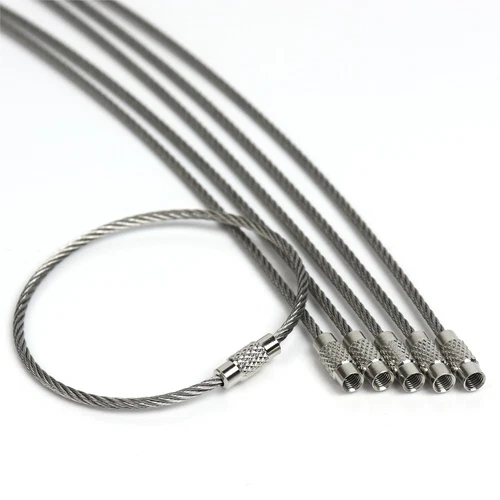 40x argento 2,0 mm * 150 mm filo portachiavi cavo metallo bagaglio tag anelli portachiavi USA - Foto 9 di 16