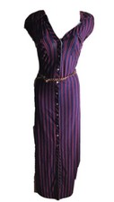NEW Plus Size 2X Dress- Belted-Rouge Collection-STRIPED-BUTTON DOWN SHIRT DRESS