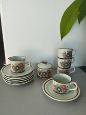 service à café/thé en grès motif floral/vintage