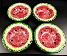 (set of 4) Watermelon Cereal Bowls, Hand Painted