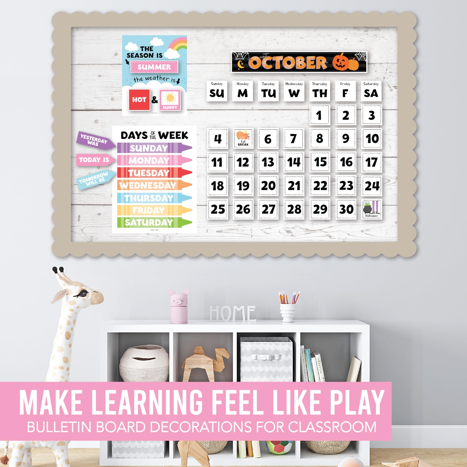 Colorful Classroom Calendar Set Bulletin Board - Bulletin Board ...