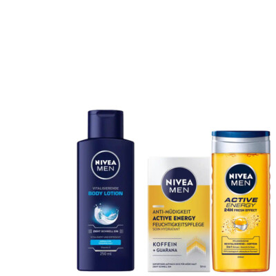 3tlg NIVEA MEN Active Energy Wake-Up Effekt Gel | Duschgel | Bodylotion
