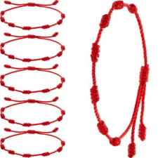 6PC Lucky Red String Bracelet Kabbalah Amulet 7 Knots Protection rope  Man Women