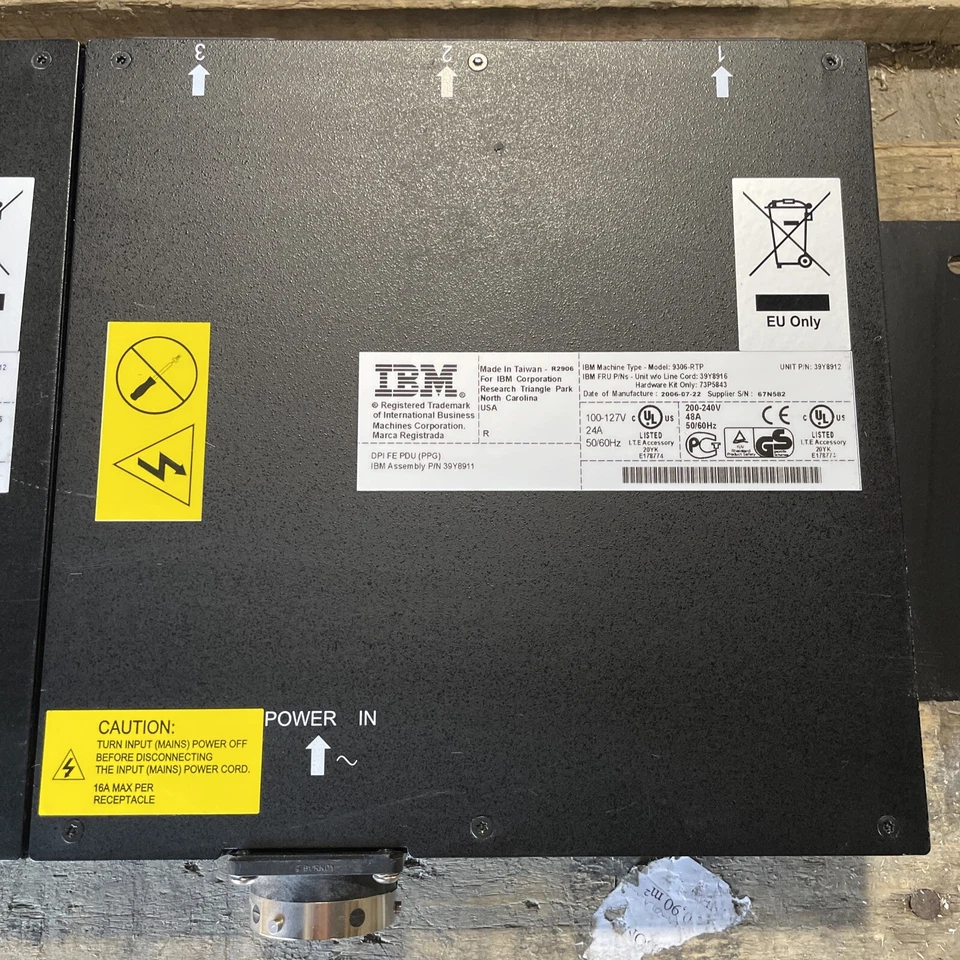 (2) IBM 3 Outlet 9306-RTP Server Power Brick Distribution Unit 39Y8912 Computer - Image 3 of 4