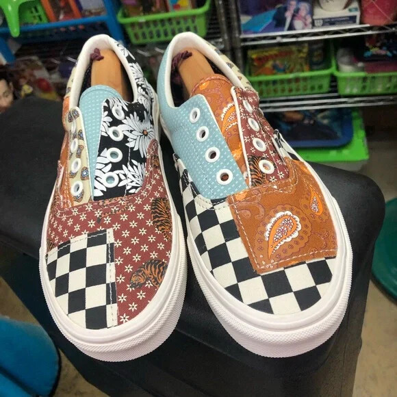 Vans Tiger Patchwork Checkered Flowers Knit Colla… - image 2