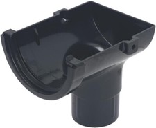 FloPlast 76mm Miniflo Gutter Stop End Outlet Black ROM2 for Sheds Porches etc