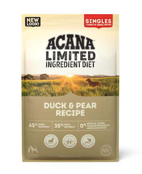 ACANA Grain Free, Singles Limited Ingredient, Duck & Pear Dry Dog Food, 13 lb