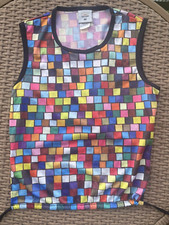 Vintage 90s Todd Oldham Spring Break Top Mosiac Rubiks Cube Open Back Sz M