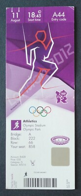 TICKET A44 11.8.2012 London Olympic Stadium Athletics 4 x 100 m Usain Bolt # 858