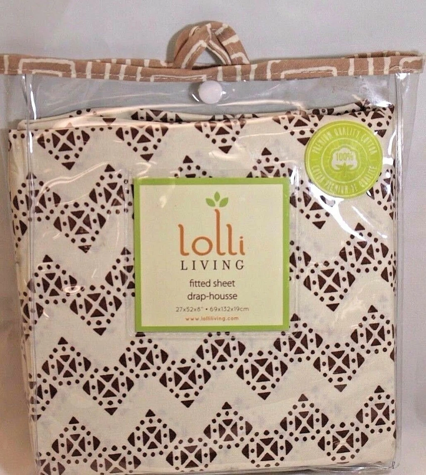 Sábana bajera geométrica marrón Lolli Living ZIG ZAG ZOO para cuna o niño pequeño Foto 3 de 3