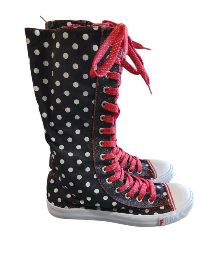 Disney Negro Blanco Lunares Minnie Mouse Prendas para el torso altas Niñas Talla 6 Tenis Zapatos Foto 2 de 4