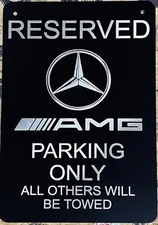 Engraved Mercedes AMG Parking Sign Diamond Etch 12" X 18" Aluminum Matte Black