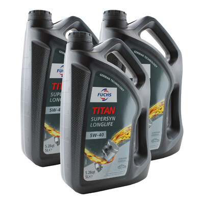 Fuchs 15 Liter TITAN SUPERSYN LONGLIFE SAE 5W-40 Engine Oil 3 x 5L for BMW MB VW
