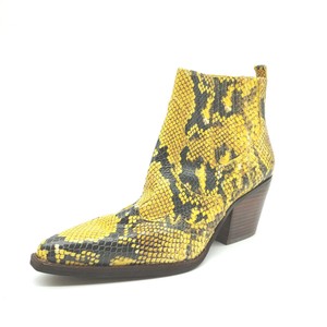 yellow snakeskin ankle boots