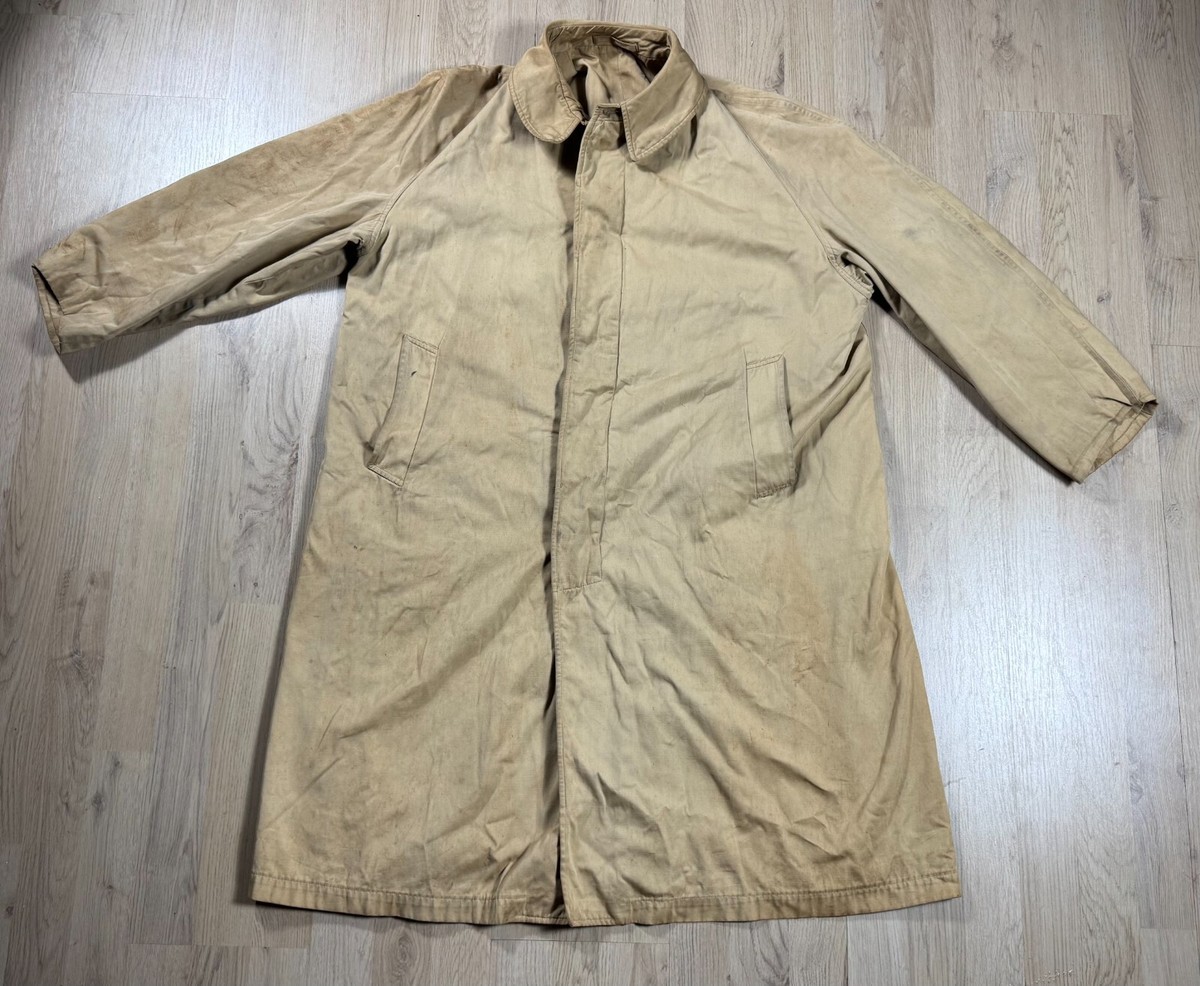 Vintage Military Style Khaki Overcoat Greatcoat Trench Coat US