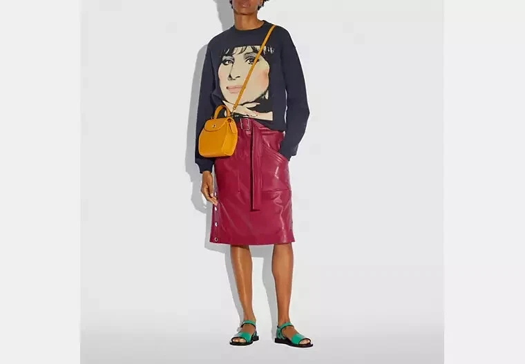 Borsa a tracolla Coach giallo brillante stile 128 Turnlock manico superiore curvo rara!