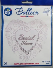 CTi Helium Foil Balloon 18" Bridal Shower Heart Shape Blue White Silver 214551
