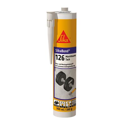 SikaBond -126 Maximum Tack Bau- und Montageklebstoff 390g Kartusche 2 Farben