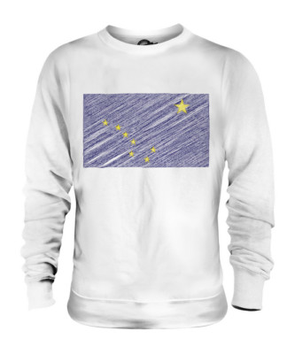ALASKA STATE SCRIBBLE FLAG UNISEX PULLOVER OBERTEIL GESCHENK ALASKAN FOOTBALL