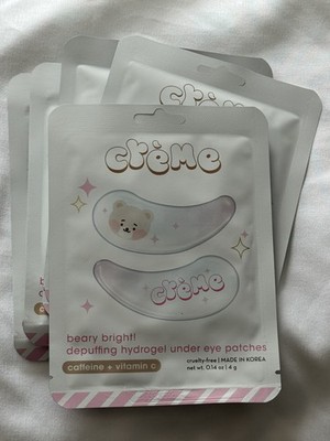 5pc The Crème Shop Beary Bright Depuffing Hydrogel Under Eye Patches New/Sealed