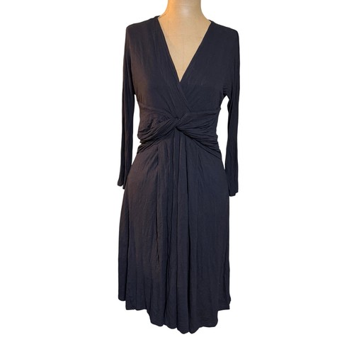 Max Mara, Abito Max Mara vintage effetto avvolgente nero jersey manica lunga scollo a V taglia media