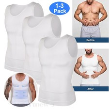 1-3 Pack Men Body Shaper Slimming Tummy Vest Compression Shirt Tank Top Girdle