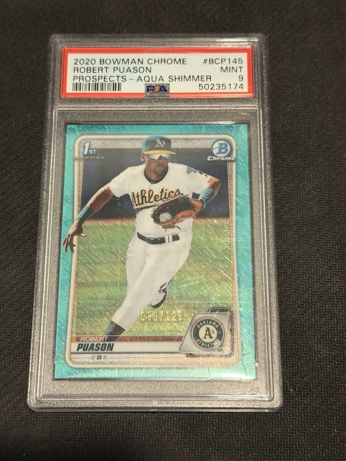 2020 Bowman Chrome Aqua Shimmer Robert Puason /125 # BCP145 PSA 9 MINT