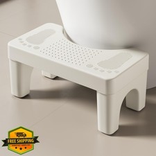 6.7 Inch Toilet Stool Squat Adult, White, Non-Slip Pooping Step