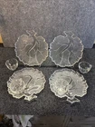 Vtg~Hazel Atlas~"Tree of Life" Clear Glass Snack Plate and Cup Set Of 4