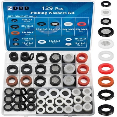 129 PCS Garden Hose Washers Shower Head Gaskets with Screen Filter,Silicone... 