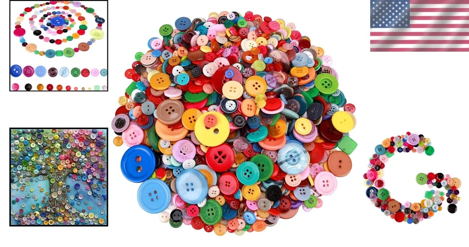 1500 Pcs Waterproof Round Resin Buttons - Assorted Colors for Crafts & Sewing - Image 2 of 4