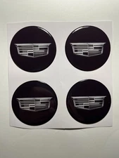 Cadillac Wheel Cap Stickers Set – 4pcs 3D Domed Resin Center Cap Emblem Decals